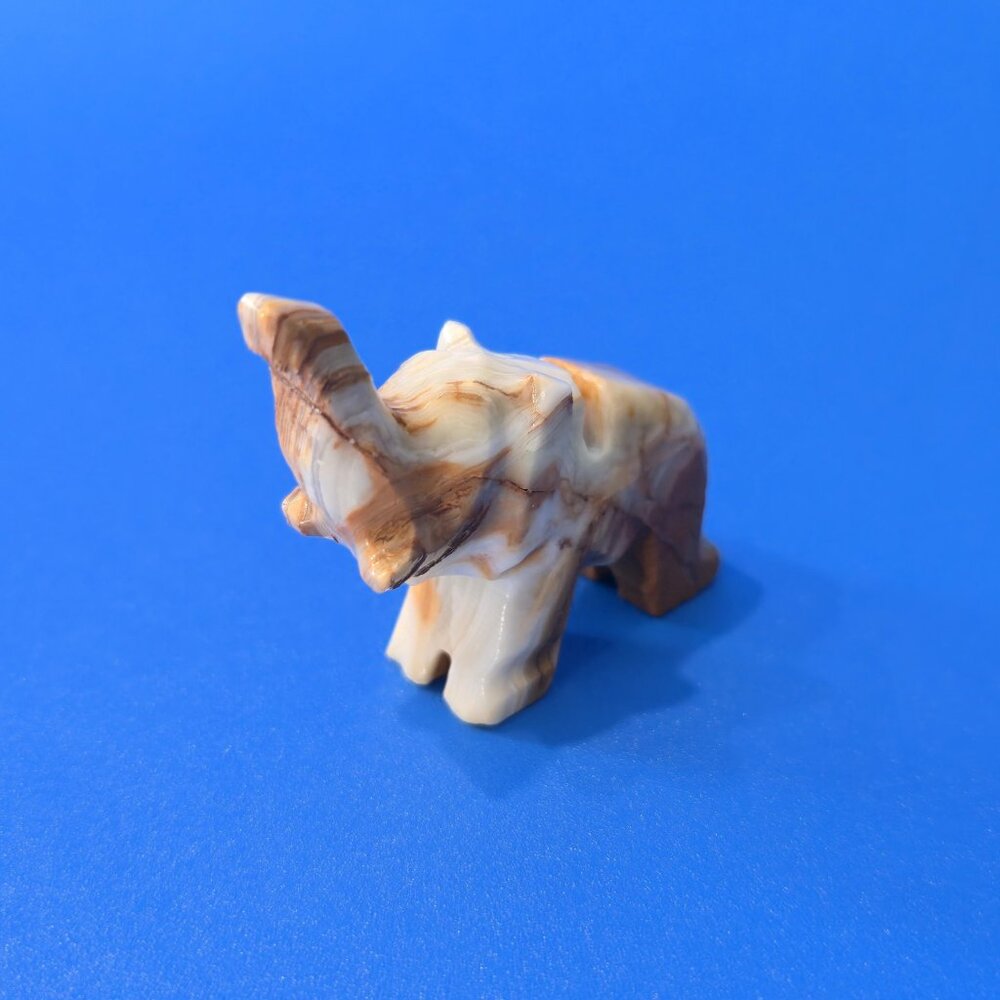 Banded Calcite Stone Elephant Business Card Holder B1032 - Picture 2 of 9